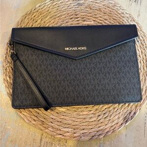 Michael Kors Black and Gray Envelope Clutch